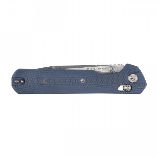 Nóż składany KNIVESPL The First Sandvik 14C28N, niebieskie G10, Stonewashed/Satin