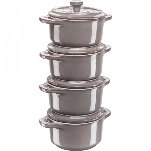 4x Mini Cocotte Okrągły 10 Cm, Antyczny Grafitowy Gift Giving Staub