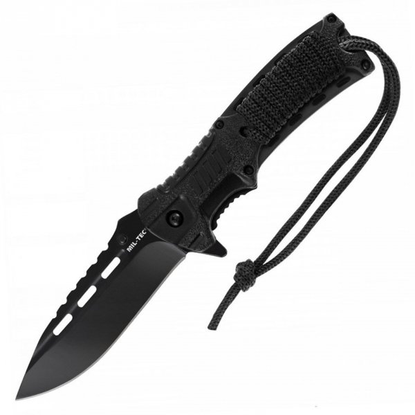 Nóż składany Mil-Tec Paracord Black z krzesiwem (15318400)
