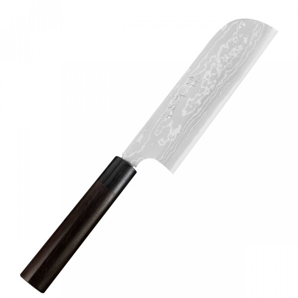 Hideo Kitaoka Shirogami Satin Damascus Nóż Kamagata Usuba 18cm
