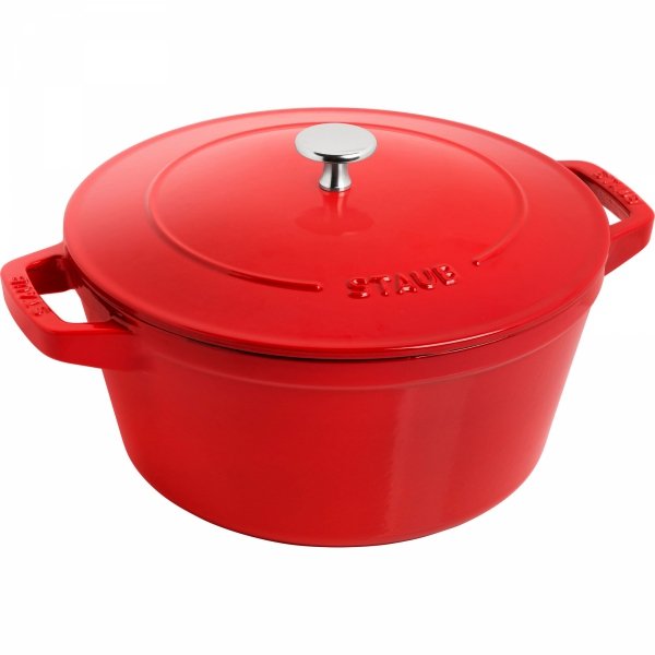 Zestaw 3 Naczyń + Pokrywka 24 Cm Czerwony Staub