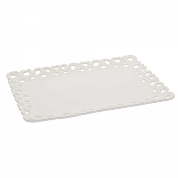 Zdobiona Taca Do Serwowania 35 X 26 Cm Valentino La Porcellana Bianca