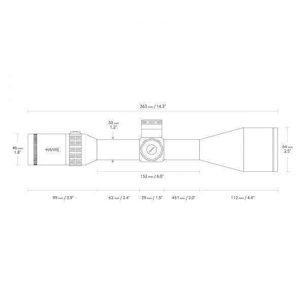 Luneta celownicza Hawke SideWinder 30 6-24x56 SF FFP Half Mil Dot