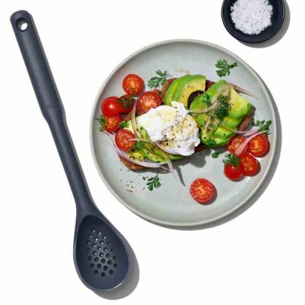 OXO-Łyżka cedzakowa silikonowa czarna, Good Grips
