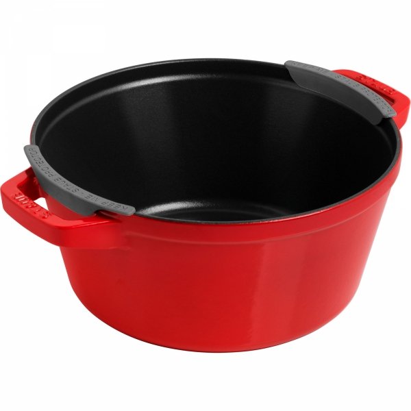 Zestaw 2 Naczyń + Pokrywka 24 Cm Czerwony Staub