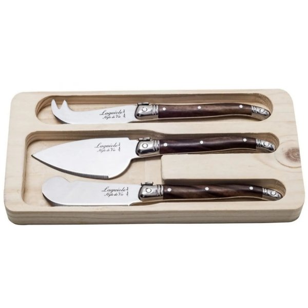 Laguiole premium line zestaw noży do sera Dark Wood