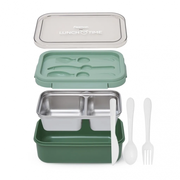 Lunch box Fissman 800 ml z 2 komorami i stalowym pojemnikiem