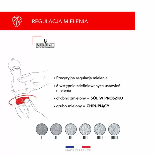 PARIS Młynek o soli 12 cm, biały lakier, u-select