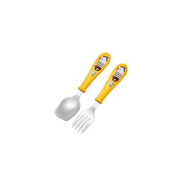 Sztućce dla dzieci stalowe w etui Infant - żółte / Cuitisan