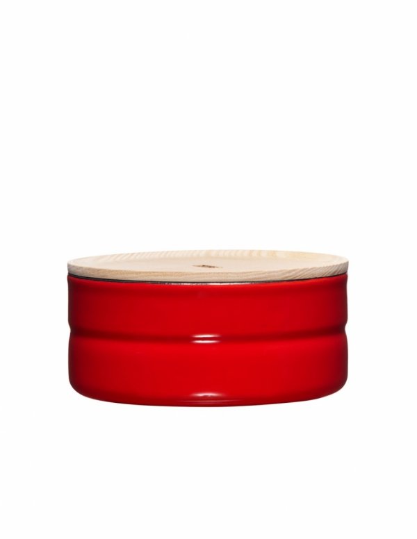 RIESS - Pojemnik kuchenny niski z drewnianą pokrywą 0,6l Fresh Tomato