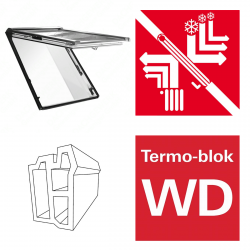 Okno dachowe Roto Designo uchylno-wysokościowe  R89P K200 Okno z pakietem 3-szybowym Premium, szkło hartowane i laminowane, plastikowe Uw = 0,82/0,8 Termo-blok WD