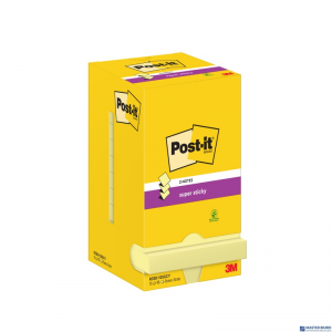 Bloczek samoprzylepny POST-IT Super sticky Z-Notes (R330-12SS-CY), 76x76mm, 12x90 kart., żółty