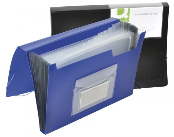 Teczka harmonijkowa z gumką Q-CONNECT, PP, A4, 12-przegr., czarna, KF01276