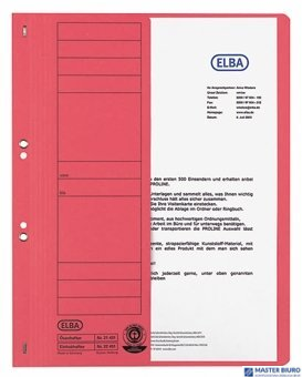 Skoroszyt kartonowy ELBA A4, czerwony, 100090784