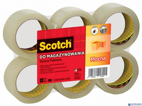 Taśma pakowa do wysyłek SCOTCH HEAVY, BARDZO MOCNA, kauczukowa, 50mm, 66m, transparentna UU005262835