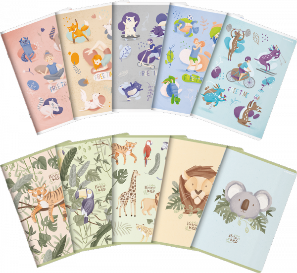 Zeszyt TOP 2000 FREE&WILD A5 16k 70g mix linia podwójna kolorowa 400157886