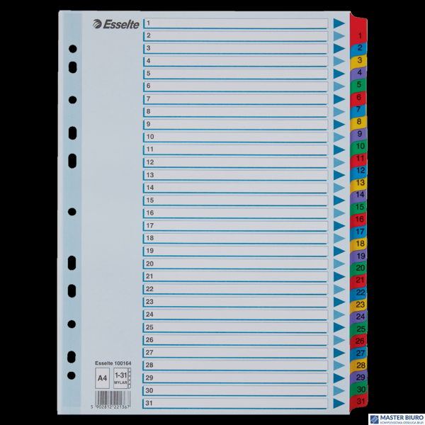 Przekładki kartonowe MYLAR A4 1-31 100164 białe ESSELTE