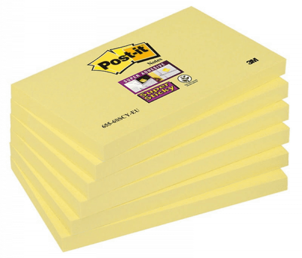 Bloczek samoprzylepny POST-IT_ Super Sticky (655-12SSCY-EU), 127x76mm, 1x90 kart., żółty