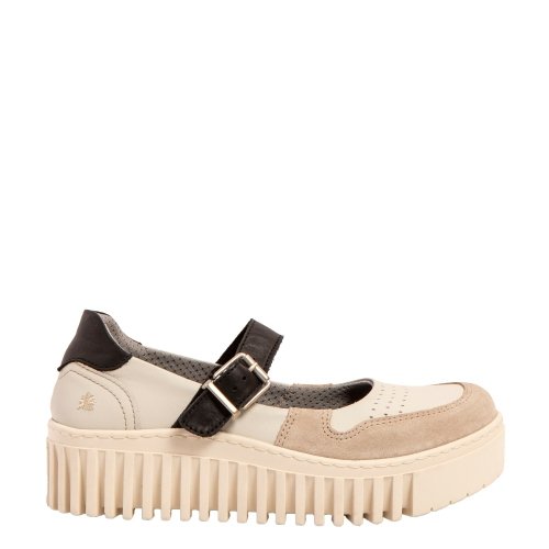 Półbuty damskie The Art Company 1515 BRIGHTON skórzane kremowo - czarny