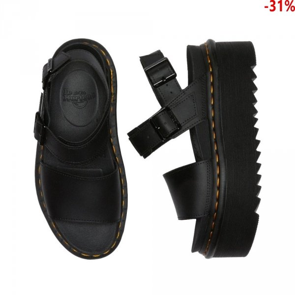 Sandały Dr. Martens VOSS QUAD STRAP SANDALS Black Hydro Leather 26725001
