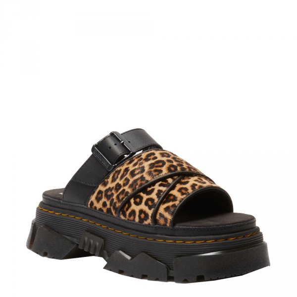 Sandały Dr. Martens MATTISON SLIDE Light Tan Mini Leopard Spot Hair On 41110200