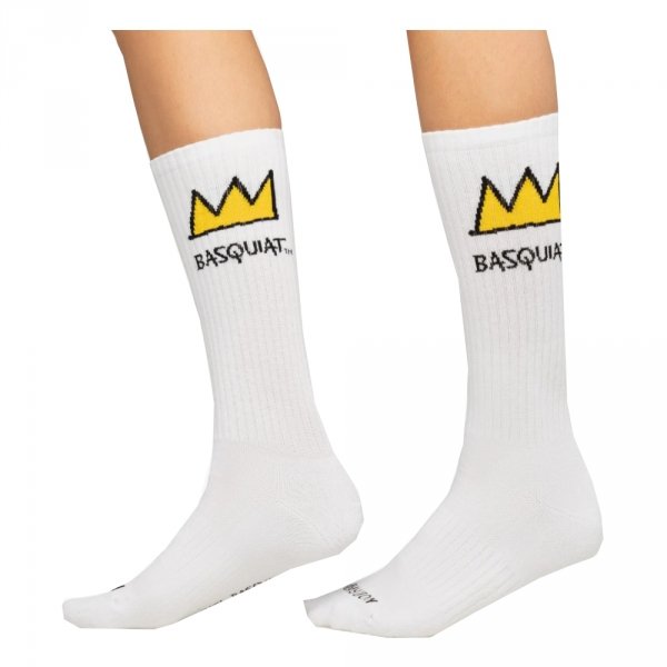 Skarpety Jimmy Lion BASQUIAT CROWN White