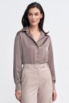 Nife Satynowa koszula body - mocca - K80