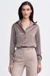 Nife Satynowa koszula body - mocca - K80