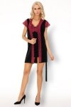 Szlafrok Kumiko LC 90428 Pink Rosses Collection Black Czarny LivCo Corsetti Fashion rozmiar - S/M
