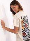 T-shirt-D12022AC02645E-jasny beżowy rozmiar - M