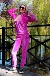 Dollien Fuchsia/Fuksja welurowy komplet dresowy z kapturem Merribel rozmiar - L