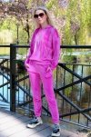 Dollien Fuchsia/Fuksja welurowy komplet dresowy z kapturem Merribel rozmiar - XL