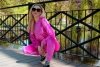 Dollien Fuchsia/Fuksja welurowy komplet dresowy z kapturem Merribel rozmiar - XL