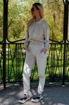 Goldenia Beige/Beżowy welurowy komplet dresowy zapinany na zamek Merribel rozmiar - XL