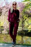 Goldenia Wine Red/Bordowy welurowy komple dresowy zapinany na zamek Merribel rozmiar - S