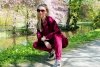 Goldenia Wine Red/Bordowy welurowy komple dresowy zapinany na zamek Merribel rozmiar - L