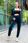 Klindey Turquoise/Turkusowy welurowy komplet dresowy z rozpinaną bluzą Merribel rozmiar - S