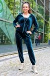 Klindey Turquoise/Turkusowy welurowy komplet dresowy z rozpinaną bluzą Merribel rozmiar - S