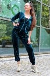 Klindey Turquoise/Turkusowy welurowy komplet dresowy z rozpinaną bluzą Merribel rozmiar - S