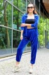 Klindey Blue/Niebieski welurowy komplet dresowy z rozpinaną bluzą Merribel rozmiar - L