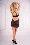 Oranna Oaza Colletion Black/Czarny komplet koszulka nocna oraz stylowe stringi LivCo Corsetti Fashion rozmiar - L/XL