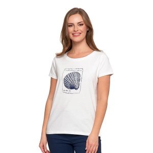T-SHIRT DAMSKI BAWEŁNIANY Z MORSKIM MOTYWEM BD1500-018