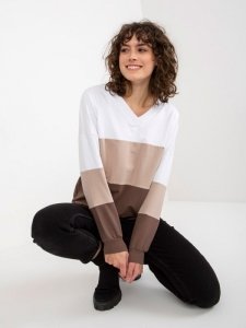 Bluza-RV-BL-8328.65P-biało-brązowy rozmiar - L/XL
