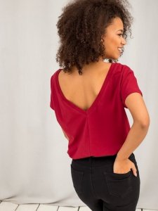 T-shirt-RV-TS-4662.86-bordowy rozmiar - S
