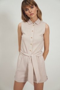 Beżowy kombinezon bez rękawów KM22 Beige - Nife