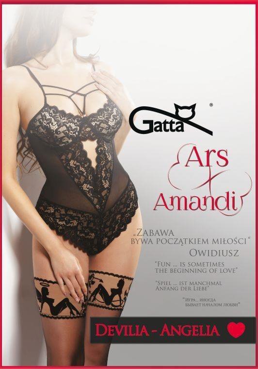 ARS AMANDI DEVILIA - ANGELIA POŃCZOCHY DAMSKIE Z KORONKĄ FLOCKOWANĄ 20 DEN ARS.29V
