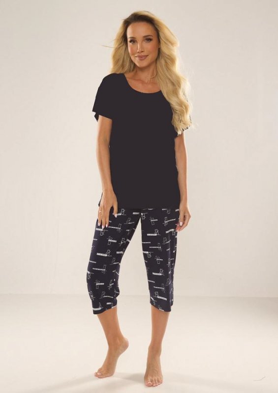 PIŻAMA DAMSKA CAT LOVE 661 KRÓTKI RĘKAW I KULOTY