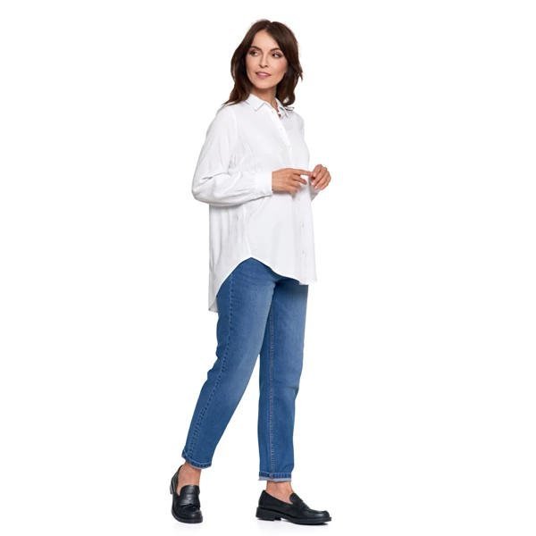 KOSZULA DAMSKA OVERSIZE Z WYDŁUŻONYM TYŁEM OKD3500-001