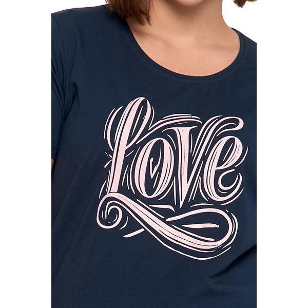 PIŻAMA DAMSKA Z SERDUSZKAMI PLUS SIZE PDD3500-016 S/S 2025