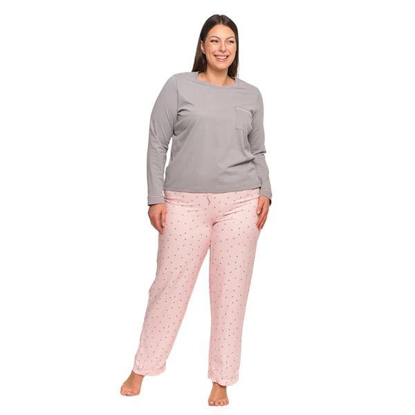 PIŻAMA DAMSKA W GROSZKI PLUS SIZE PDD6600-001 - AW2024/25